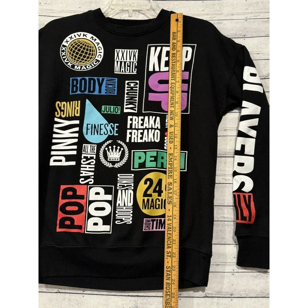 Bruno Mars 24K Magic World Tour OFFICIAL Crewneck Sweatshirt Sweater Black Sz S